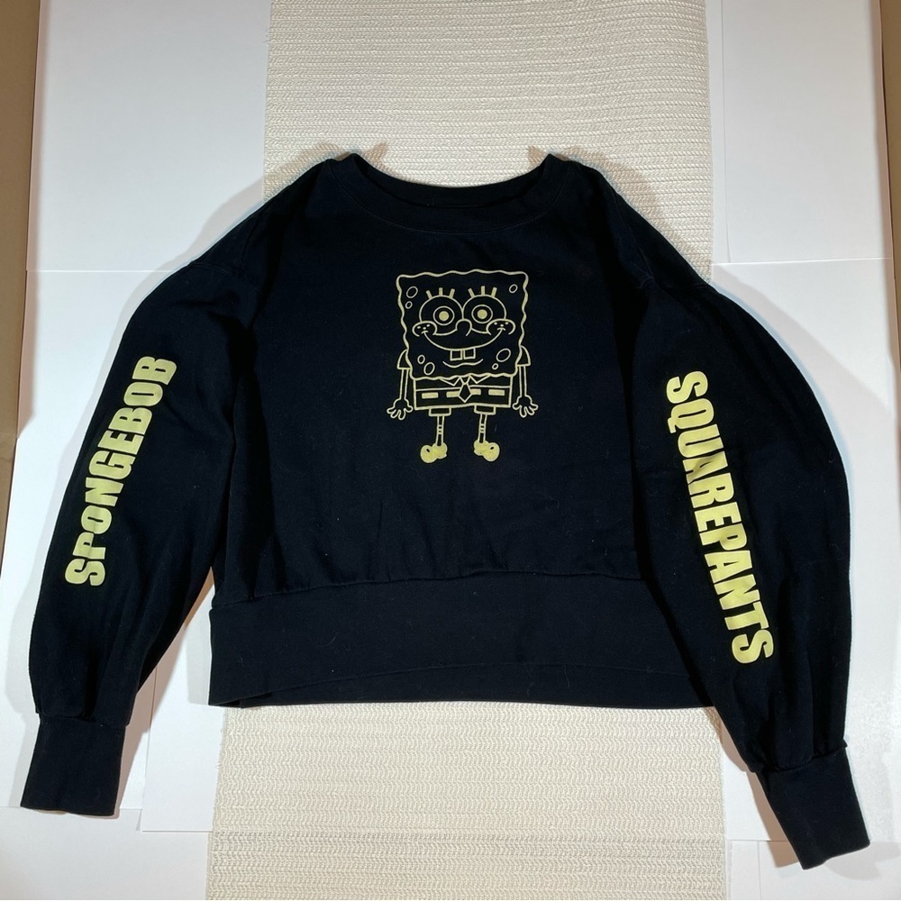 Spongebob Squarepants Black & Yellow Cropped Sweatshirt 3XL